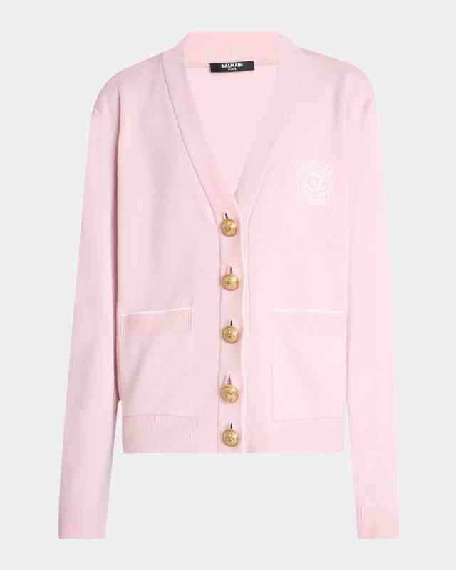 Emrboidered Loose-Fit Knit Cardigan